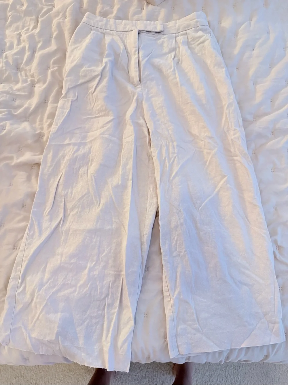 Mango Cream linen culotte pant